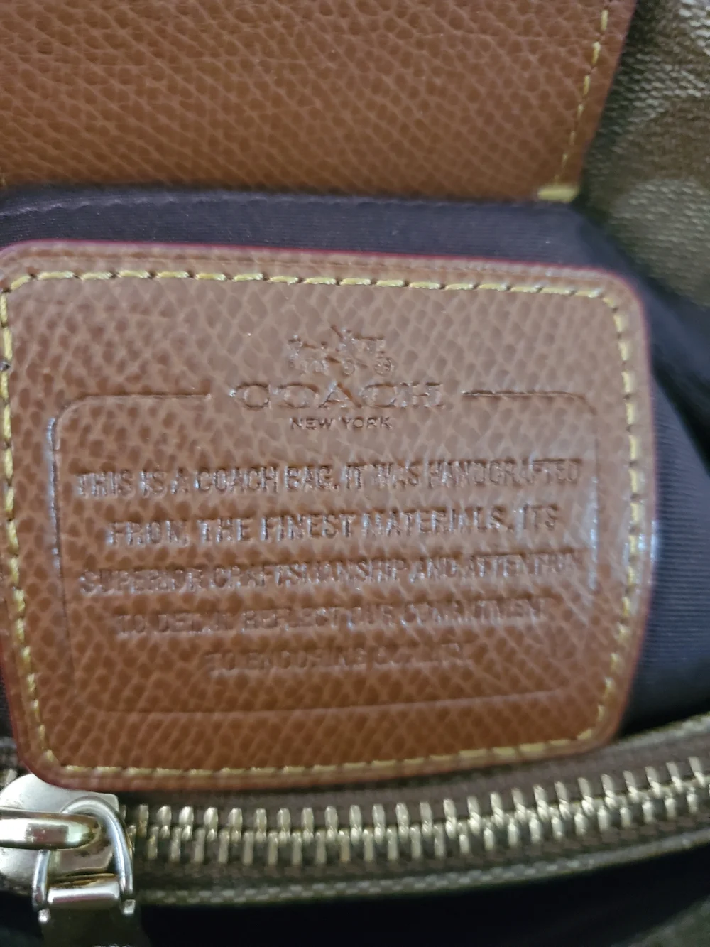 Coach Signature F34608 Margot Brown Canvas Tote Bag with Leather Trim - Picture 6 of 16